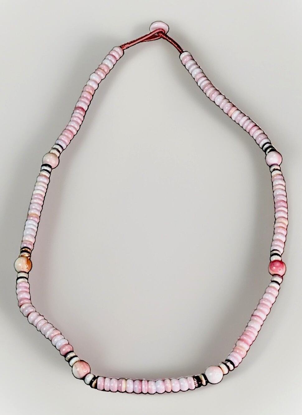 Southwestern Queen Pink Conch & Wampum Shell Handmade Beaded Necklace New 20”